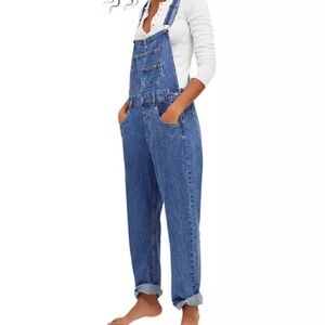 Free People Ziggy Straight Leg Denim Overalls 100% Cotton Sz S - GREAT CONDITION